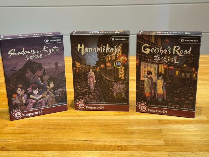 Hanamikoji  - Geisha's Road - Shadows in Kyoto (ALLE extras), Hobby en Vrije tijd, Gezelschapsspellen | Bordspellen, Nieuw, Een of twee spelers