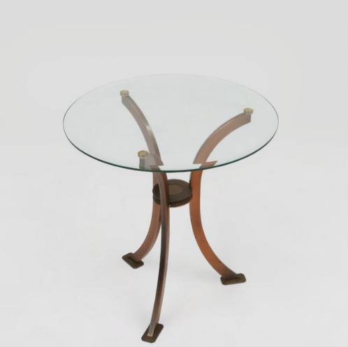 Bijzettafel/Belgo Chrom/mid- century/hollywood regency, Huis en Inrichting, Woonaccessoires | Kapstokken, Zo goed als nieuw, Glas