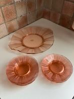 Taartschotel en 8 bordjes Val Saint Lambert, Antiek en Kunst, Ophalen