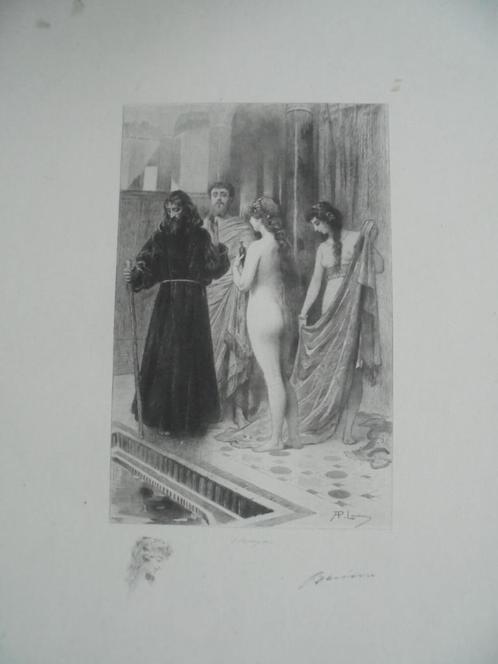 Preraphaelitische Litho  1   Gesigneerd, Antiek en Kunst, Kunst | Litho's en Zeefdrukken, Verzenden