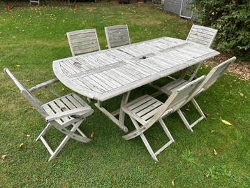 Table de jardin + 6 chaises, Jardin & Terrasse, Ensembles de jardin, Enlèvement, Utilisé, 6 places, Sets de jardin