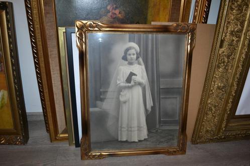 Communiefoto met handtekening, vintage lijst, Antiek en Kunst, Antiek | Meubels | Tafels, Ophalen