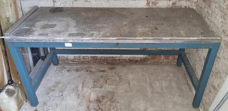 Metalen tafel met vol aluminium werkblad, Doe-het-zelf en Bouw, Metalen, Gebruikt, Aluminium, Ophalen