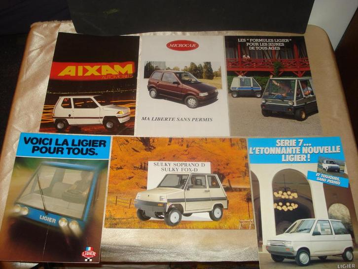 Lot de 6 Brochures Dépliants Ligier, Aixam, Microcar, Sulky, Livres, Autos | Brochures & Magazines, Comme neuf, Autres marques