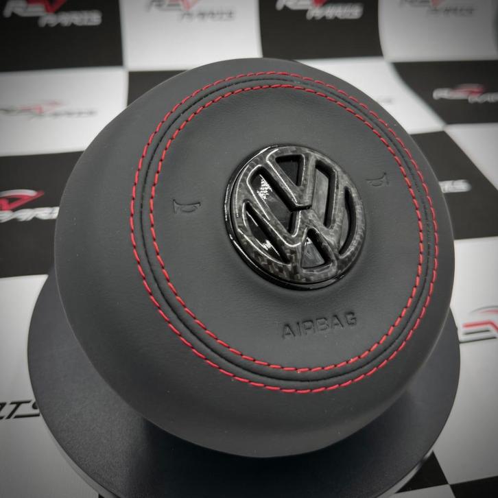 Carbon Volkswagen airbag cover leer rood GTI, Auto-onderdelen, Besturing, Volkswagen, Nieuw, Ophalen of Verzenden