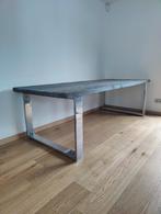 Prachtige eettafel van steigerhout met aluminium onderstel, Comme neuf, 100 à 150 cm, Rectangulaire, Modern