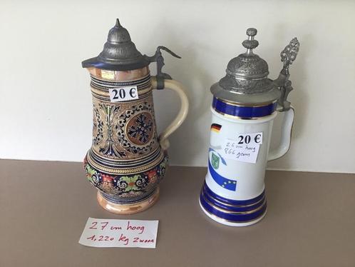 2 antieke bier- of wijnkruiken met deksel aan 20 euro per st, Antiek en Kunst, Antiek | Keramiek en Aardewerk, Ophalen of Verzenden