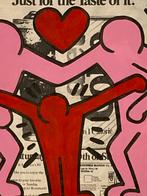 Keith Haring: tekening op krantenpapier., Antiek en Kunst, Ophalen of Verzenden