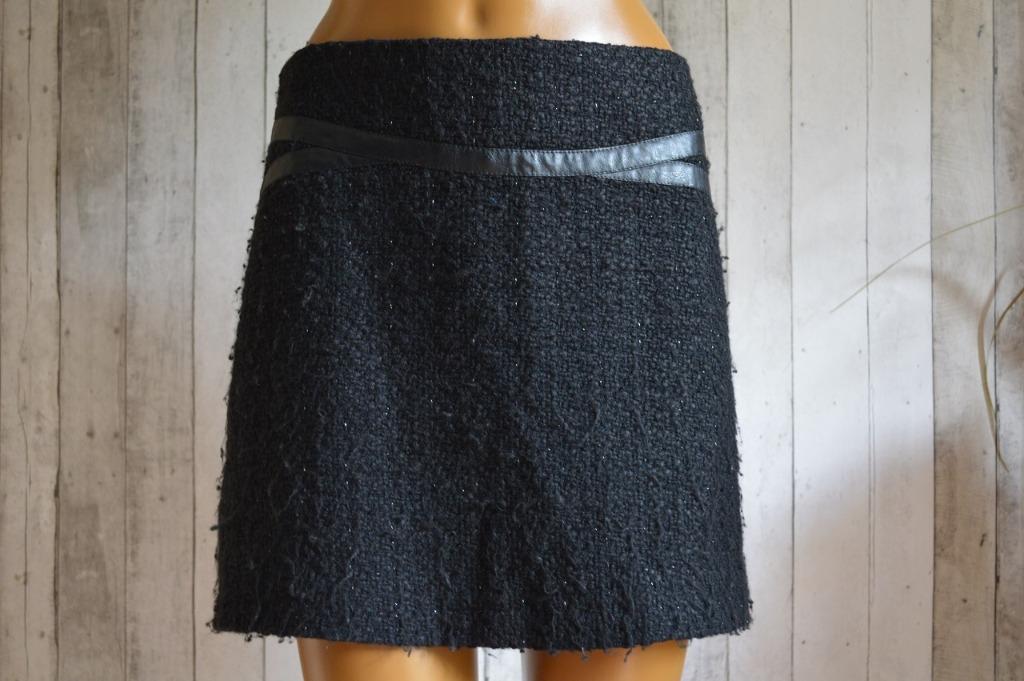 MEXX Rok zwart met leren versiering 36/38, Taille 38/40 (M), Mexx, Enlèvement ou Envoi, Au-dessus du genou