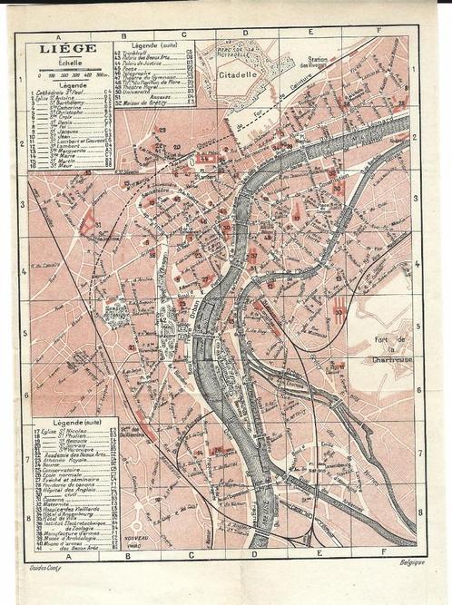 1910 - Plan de la ville de Liège, Boeken, Atlassen en Landkaarten, Verzenden