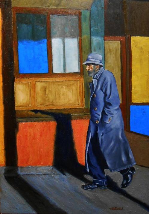 “Er is een dringende zaak…” Schilderij, Antiek en Kunst, Kunst | Schilderijen | Modern, Verzenden