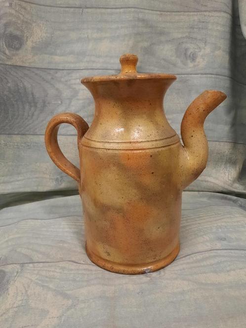 oude oranje -gele aardewerken koffiepot, eind 1800 begin 190, Antiquités & Art, Curiosités & Brocante, Enlèvement ou Envoi