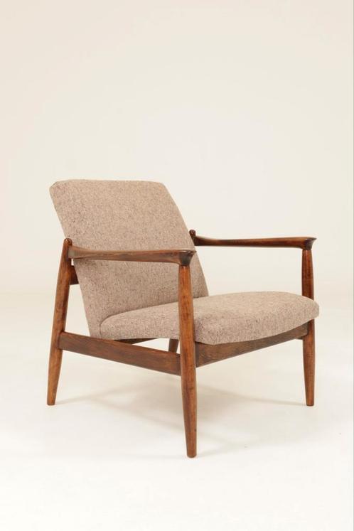 Scandinavisch vintage fauteuilontwerp van E.Homa truffel, Antiek en Kunst, Antiek | Meubels | Stoelen en Sofa's, Ophalen of Verzenden