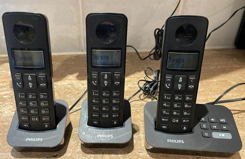 Philips Trio draadloze vaste telefoons, Telecommunicatie, Vaste telefoons | Handsets en Draadloos, Gebruikt, 3 handsets, Ophalen