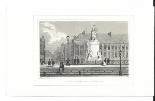 1844 - Martelarenplein Brussel / Place des Martyrs Bruxelles, Antiek en Kunst, Kunst | Etsen en Gravures, Verzenden