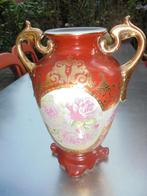 Oude porseleinen vaas met rozen en gouden versiering 27cm, Antiek en Kunst, Curiosa en Brocante, Ophalen of Verzenden