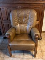 bruine lederen zetel, Huis en Inrichting, Zetels | Zetels, Ophalen, Gebruikt, Eenpersoons, Minder dan 75 cm