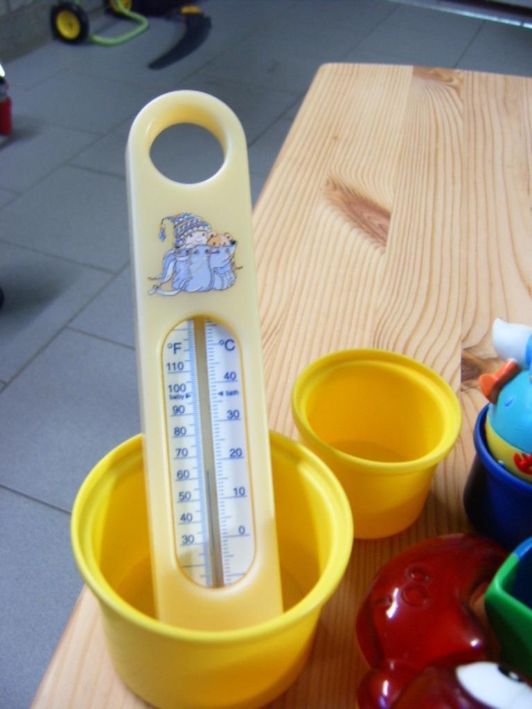 ② Rangement jouet bain + jouets + thermomètre — Bains & Soins — 2ememain