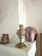 olielamp koper met intact glas, Ophalen of Verzenden