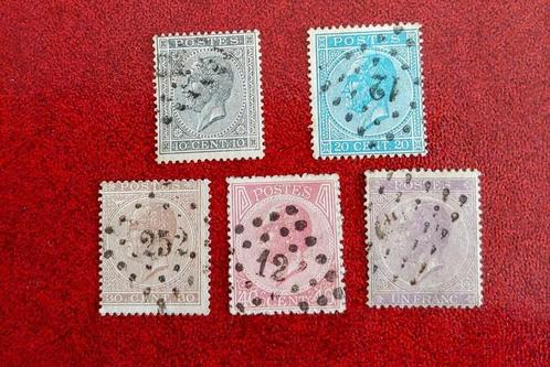 1865 Koning Leopold I in profiel, complete serie, gestempeld, Postzegels en Munten, Postzegels | Europa | België, Gestempeld, Staatshoofden