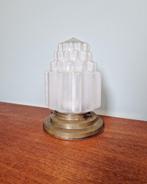 Wolkenkrabber Art Deco plafondlamp in gesatineerd glas, 1930, Antiek en Kunst, Ophalen of Verzenden