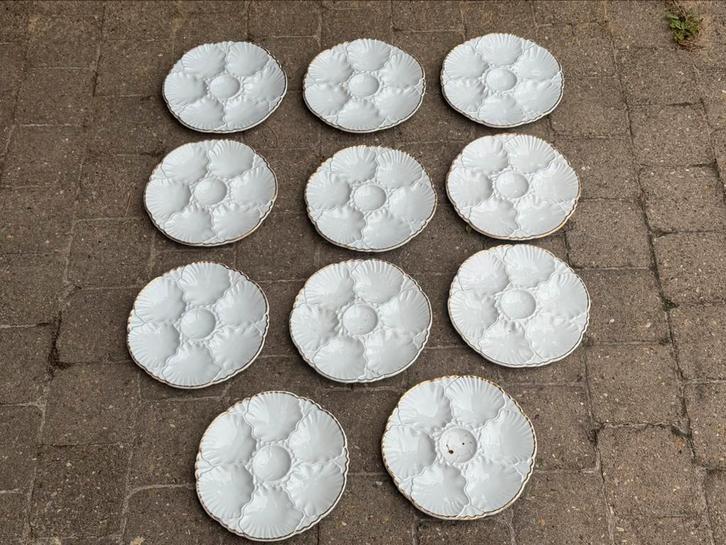 11 assiettes à huîtres anciennes – Cerabel (Porcelaine ), Antiek en Kunst, Antiek | Porselein, Ophalen