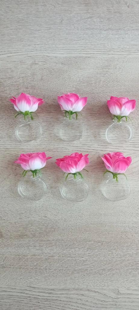 6 servetringen met bloemenpatronen, Huis en Inrichting, Keuken | Servies, Nieuw, Overige stijlen, Overige materialen, Ophalen of Verzenden