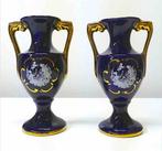 vazen porselein blauw goud vaas antiek, Antiquités & Art, Antiquités | Porcelaine, Enlèvement