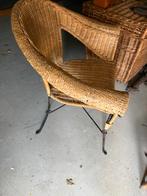 Rieten stoel met ijzeren poot, Tuin en Terras, Tuinstoelen, Ophalen, Gebruikt