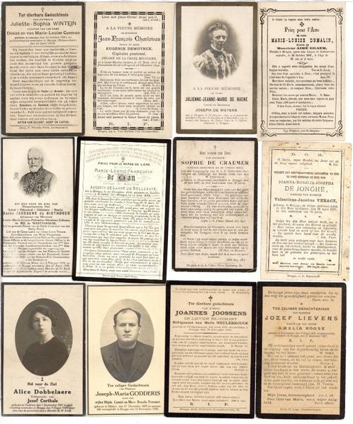 17 Bidprentjes geboren of gestorven te Brugge, Verzamelen, Bidprentjes en Rouwkaarten, Ophalen of Verzenden
