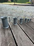 7 Tinnen bierpullen, Antiek en Kunst, Ophalen