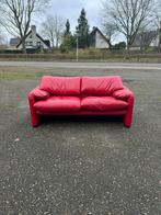 Cassina Maralunga 2-zits rood leer, Ophalen, Zo goed als nieuw, Leer