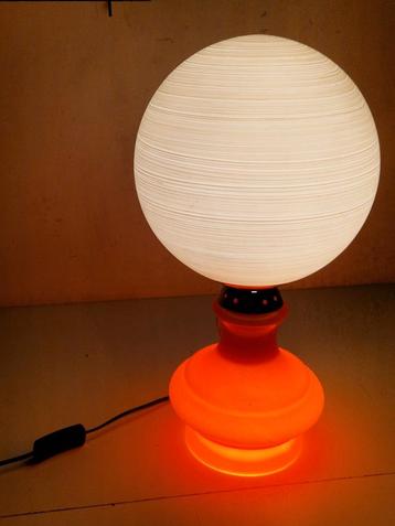 Opaline tafellamp Mazzega , oversized gestreepte melkglazen  beschikbaar voor biedingen