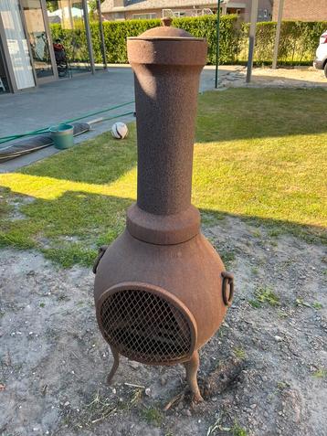 Terraskachel vuurkorf houtmand, Ophalen, Gebruikt