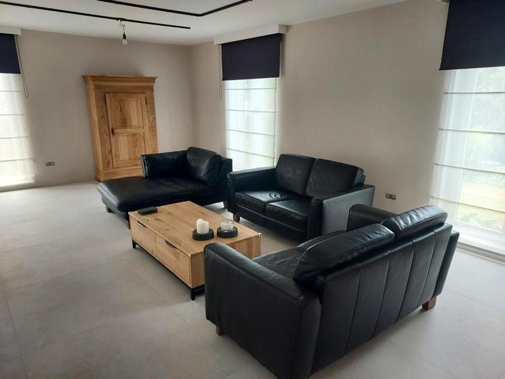 Lederen salon, Huis en Inrichting, Zetels | Complete zithoeken, Gebruikt, Ophalen