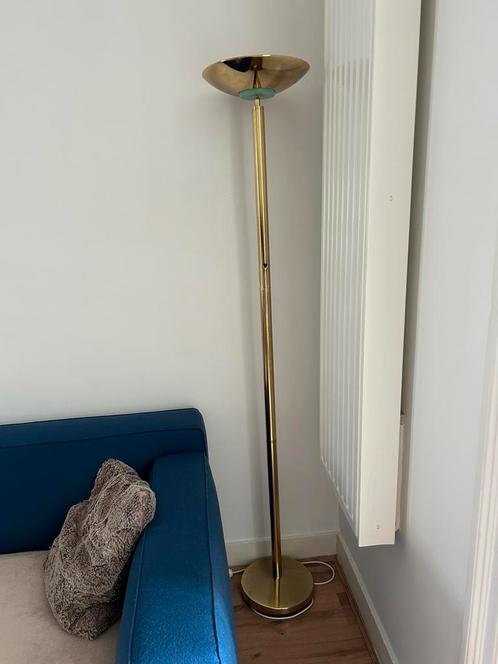 Gouden staanlamp, Huis en Inrichting, Lampen | Vloerlampen, Gebruikt, 150 tot 200 cm, Metaal, Ophalen