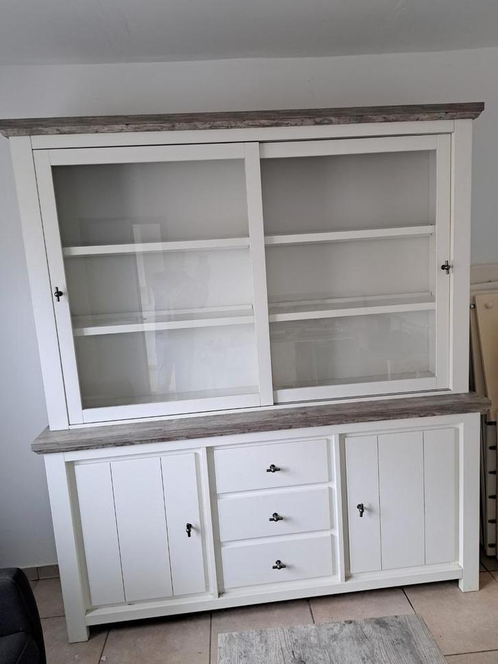 Mooie, stevige design vitrinekast (Sepia), Huis en Inrichting, Kasten | Buffetkasten, Zo goed als nieuw, 200 cm of meer, 150 tot 200 cm