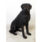 Statue Labrador assis noir Hauteur 81 cm