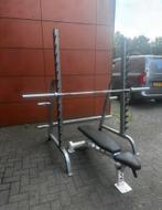 Squatrek / Bankdruk , Bankje, 107,5kg Gewichten ,Barbell, Sport en Fitness, Fitnessmaterialen, Ophalen, Gebruikt