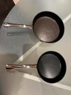 2 steelpannen, Huis en Inrichting, Keuken | Potten en Pannen, Ophalen, Gebruikt, Koekenpan of Braadpan, Keramische plaat