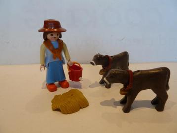 Paysan Playmobil avec des veaux, Enlèvement ou Envoi, Comme neuf, Playmobil en vrac