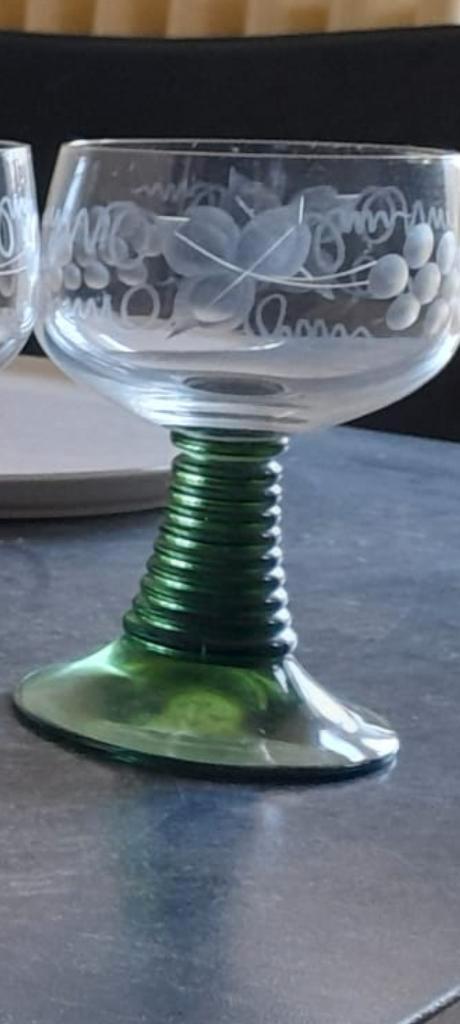 6 verres à vin Alsace anciens et authentiques/gravures main, Antiquités & Art, Antiquités | Verre & Cristal, Enlèvement ou Envoi