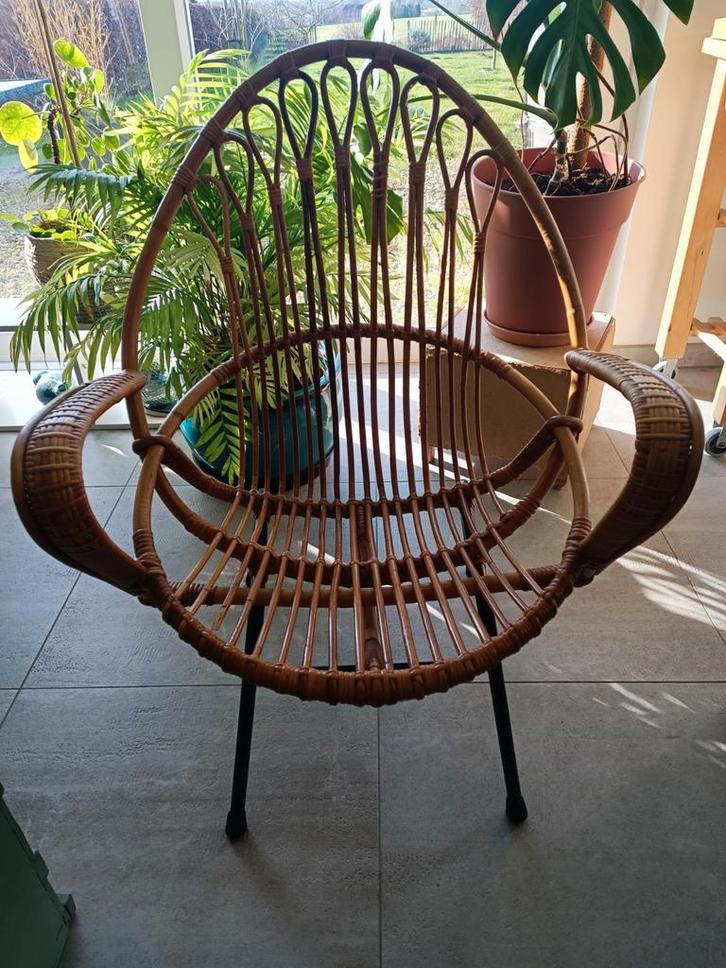 Vintage authentieke rotan fauteuil uit de jaren 60 - Rohé No, Antiek en Kunst, Antiek | Meubels | Stoelen en Sofa's, Ophalen