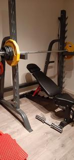 Benchpress + verstelbare bank + dumbbell bar + gewichten, Sport en Fitness, Ophalen of Verzenden