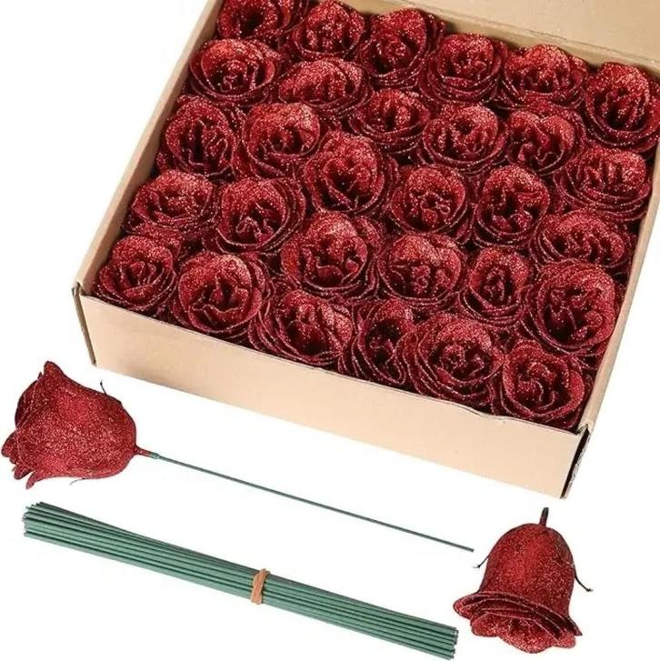 Doos met 50 rozen nieuw DIY-boeket van hoge kwaliteit, Huis en Inrichting, Woonaccessoires | Kunstplanten en Kunstbloemen, Nieuw
