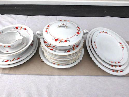 Porselein antiek servies (19 delen), Antiek en Kunst, Antiek | Porselein, Ophalen of Verzenden