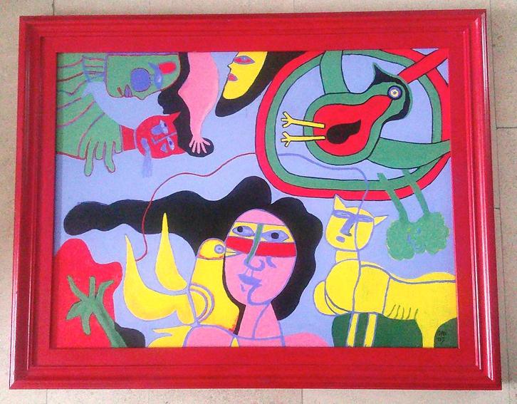 Couleur - Gratuit pour Corneille - G. Sluijmers (né en 1933), Antiquités & Art, Art | Peinture | Classique, Enlèvement ou Envoi