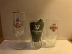 8 oude Belgische bierglazen, sommige emaille, Verzamelen, Biermerken, Nieuw, Overige merken, Glas of Glazen, Ophalen of Verzenden