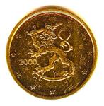 Finland 2 cent €2000 verguld 20 micron, Verzenden, Finland, Goud, 2 cent