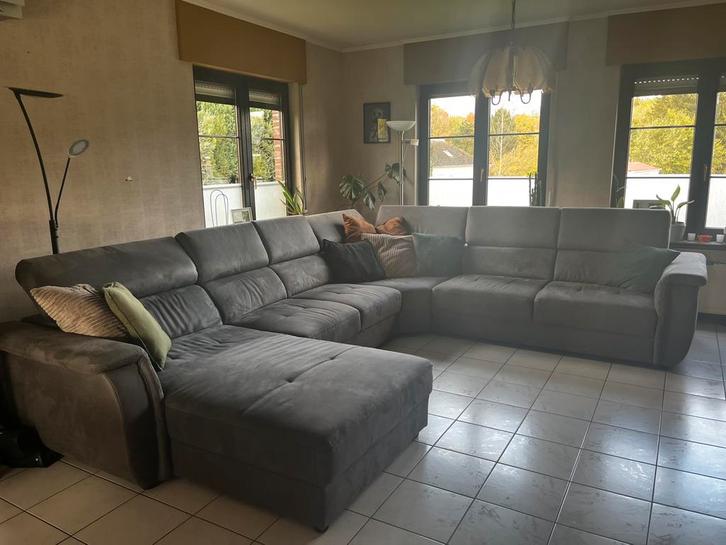 Grote lederen zetel, Huis en Inrichting, Zetels | Complete zithoeken, Zo goed als nieuw, Leer, Ophalen